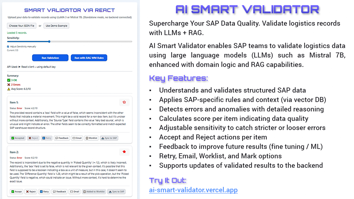 AI Smart Validator: Supercharge Your SAP Data Quality with Open-Source LLMs and RAG Techniques